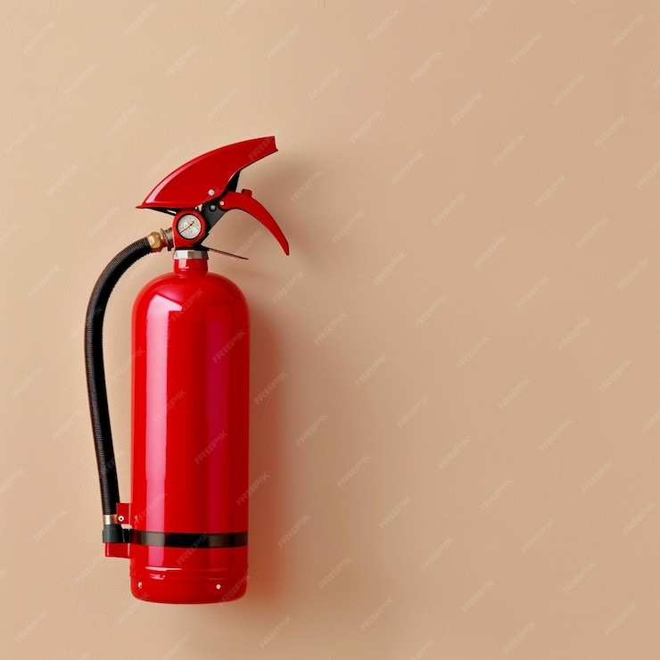 Red fire extinguisher is hanging - EXTINOVA